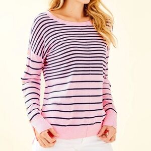Lilly Pulitzer Pink and Navy Striped Sweater